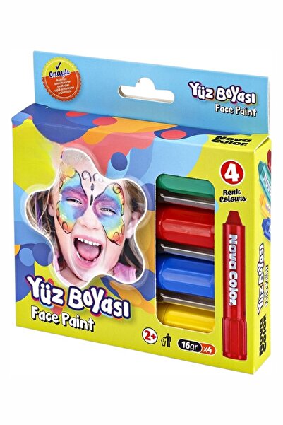 Nova Color Yüz Boyası 4 Renk 1 Paket Face Paint Çevirmeli Yüz Boyası Canlı Re...
