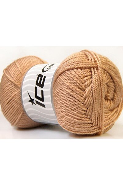 Ice yarns 4x100 جرام. دورة أكريليك بني فاتح شتوي، خيوط مسطحة، 100% أكريليك