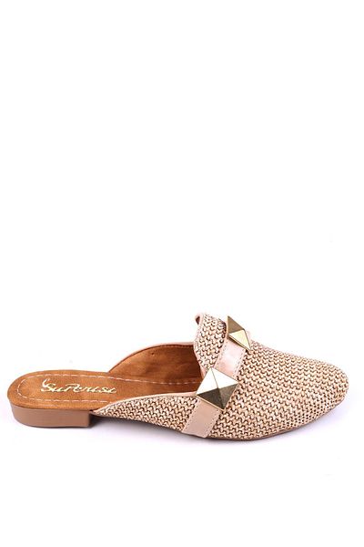 Papuçsepeti Shoe Basket 1860 Straw Knitted Patterned Daily Women's Slippers