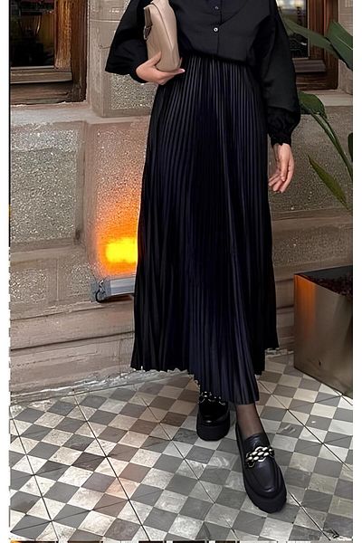 vikitekno Pleated Skirt Elastic Waist (Size 38-44 Compatible)