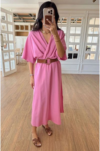 LİSAA BUTİK Double-breasted Belted Dress