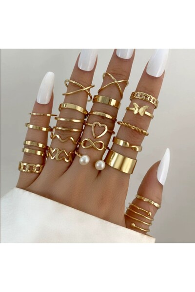 REDz Accessories Σετ δαχτυλιδιών Harmony, για γυναίκες, με μοντέρνα εμφάνιση,...