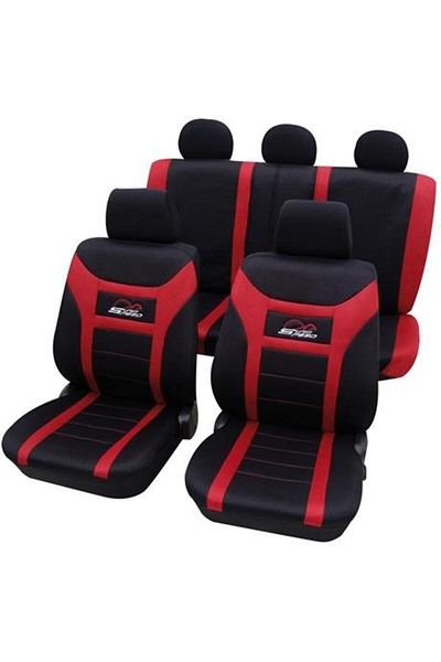 PETEX Set huse universale pentru scaune auto Super Speen, față și spate, roșu/negru, din poliest