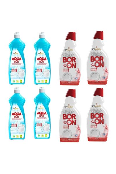 Boron Aquabor Elde Bulaşık 650 ml x4 + Jel Bulaşık Makinesi 820 ml 110 ml Par...