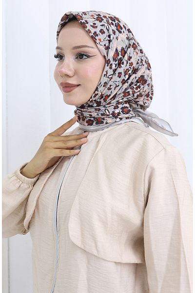 sefamerve Patterned Soft Scarf 90203-12 Beige