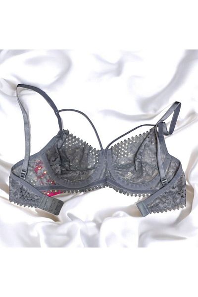 Tendora Rhinestone Lace Cupless Drawstring Bra Set