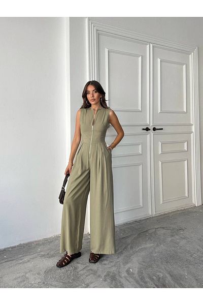 LİSAA BUTİK Aerobin Fabric Zippered Jumpsuit