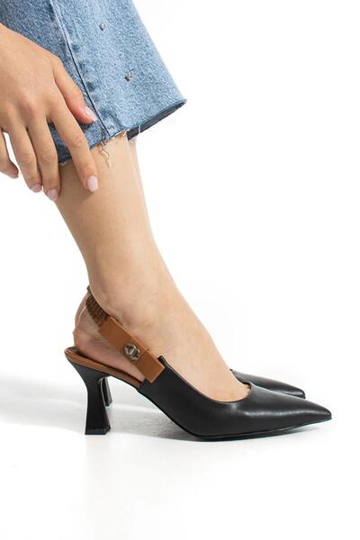 Papuçsepeti Shoe Basket 154 Women's 8 cm Heeled Open Back Stiletto Shoes