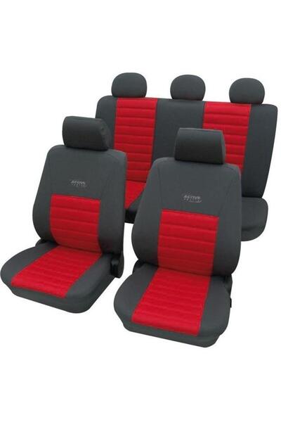 PETEX Set huse scaune auto Active Sports, montare față și spate, roșu cu negr...