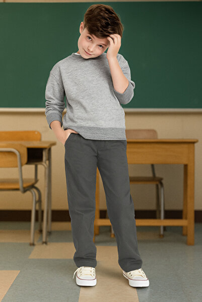 YAKAMEL Çocuk Serj Likrasız Eşofman Belli Klasik Okul Pantolonu