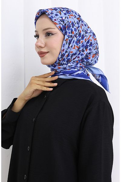 sefamerve Patterned Soft Scarf 90203-01 Blue