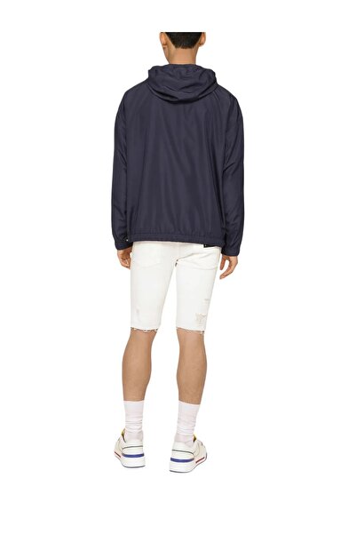 Dolce&Gabbana Jeans Navy Blue Hooded Raincoat Jacket