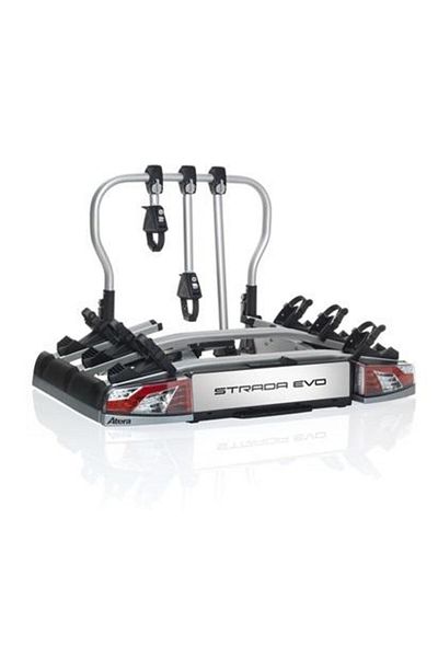 Atera Strada Evo 3 bike rack for 3 bikes, towbar mount, with light