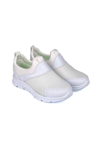 KAJILA Children's Unisex White Laceless Slip-On Comfortable Fit Daily Sneaker Sports Shoes