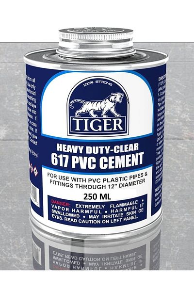 Tiger ALBIRCO Heavy Duty Clear 617 PVC Cement - 250ml(For Pipes and Fittings up to 12-Inch Diameter)