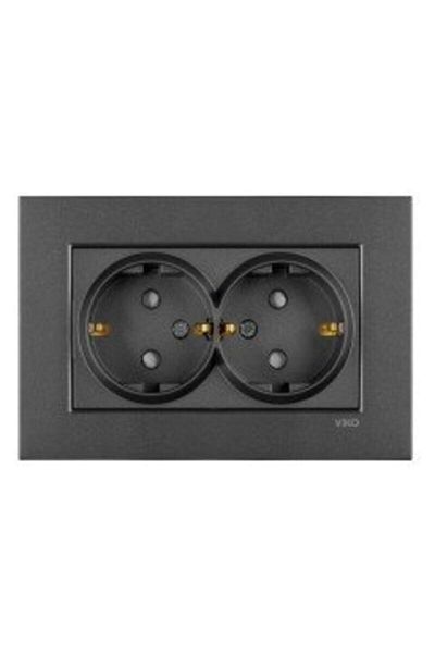 VİKO Artline Novella Smoked Double Grounded Framed Socket