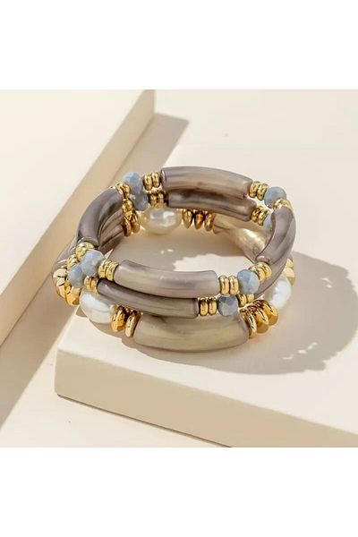 Minnoş Dükkan 3-Piece Elastic Tube Bead Bracelet