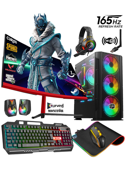 Gamepage X7 Ryzen 5 5500 32Gb Uyumlu 1TB M.2 SSD 4GB 256BİT R9 370 24" 165Hz Masaüstü Oyuncu Bilgisayarı