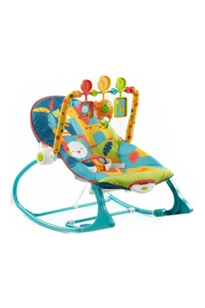 rexa كرسي هزاز مع خشخيشة - كرسي هزاز خشبي أو بلاستيكي للأطفال الصغار والرضع