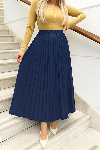 vikitekno Pleated Skirt Elastic Waist (Size 38-44 Compatible)