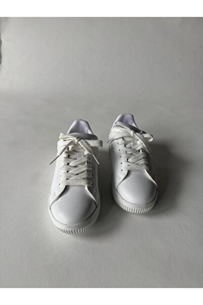 Cappmoda Ayk-1015 White Faux Leather Flat Sneaker