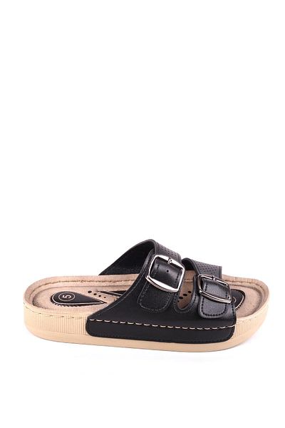Papuçsepeti Shoe Basket 4872 Hera Women's Double Buckle Comfortable Sole Daily Slippers