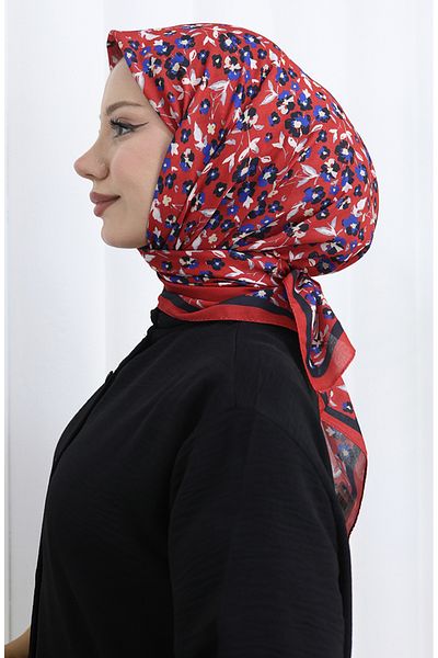 sefamerve Patterned Soft Scarf 90203-13 Red