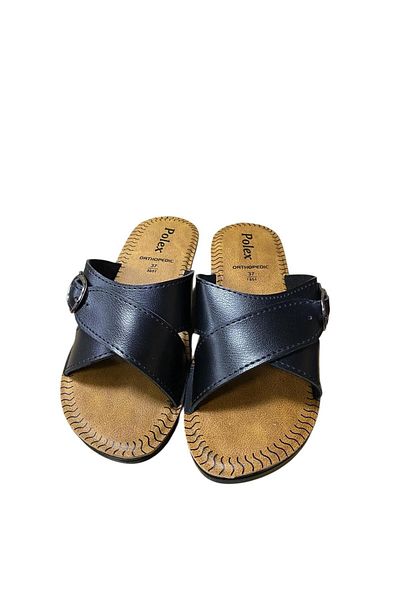 POLEX Women's Wedge Heel Cross Buckle Slippers