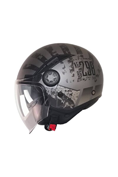 MOTOANL Motosiklet Yarım Kask Güneş Vizörlü ECE 22.06 Motor Kaskı Rebo