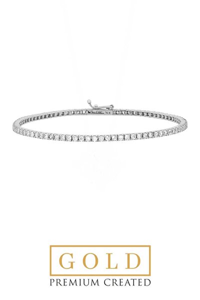 So CHIC... Beyaz Altın Sertifikalı Premium Created Taşlı Su Yolu Bileklik