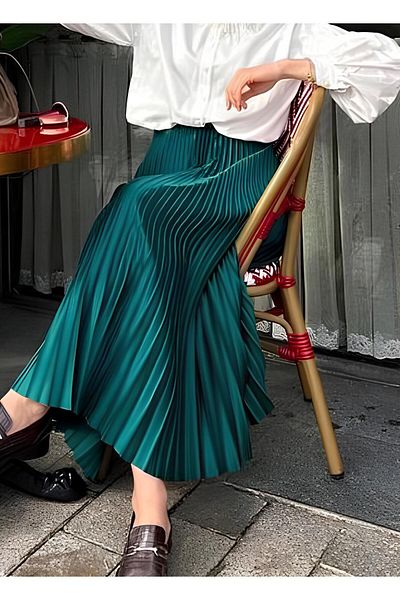 vikitekno Pleated Skirt Elastic Waist (Size 38-44 Compatible)