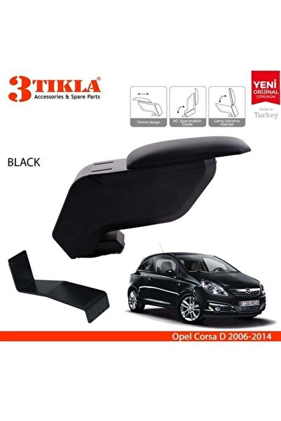3 Tıkla Opel Corsa D 2006-2014 Delmesiz Çelik Ayaklı Siyah Kolçak Kol Dayama