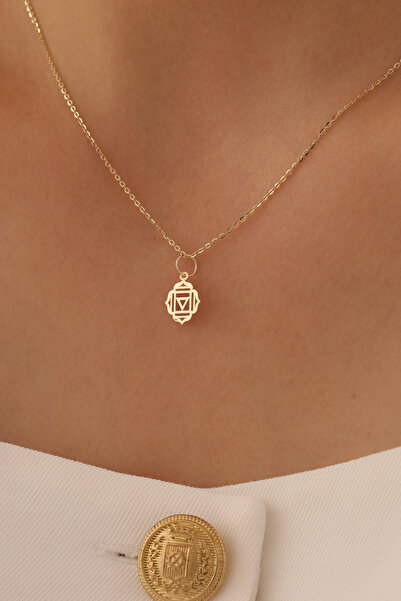 GENORO JEWEL 14 Ayar Altın Minimal Çakra Denge Enerjisi Kolye Ucu