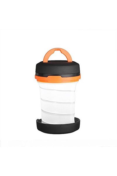 Carsons Compact LED flashlight for hiking, fishing and other activities, 3 modes, black and orange