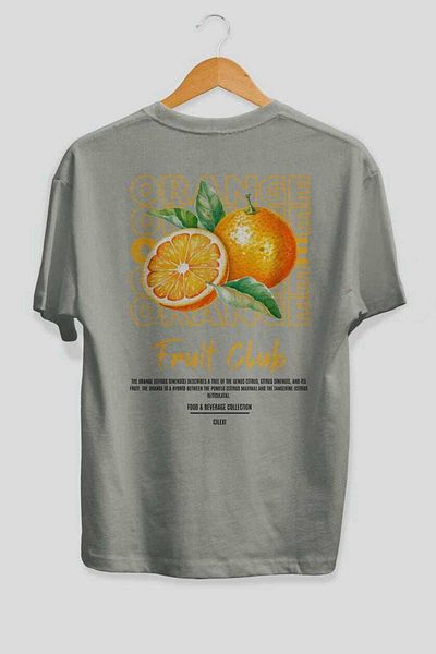 Ankhises Orange Back Printed Gray Oversize T-Shirt Men Women Cotton Crew Neck Tshirt