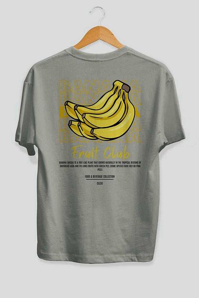 Ankhises Banana Back Printed Gray Oversize T-Shirt Men Women Cotton Crew Neck Tshirt