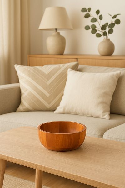 Fhilli Acacia Natural Wood Deep Bowl |   Salad, Presentation and Serving Bowl