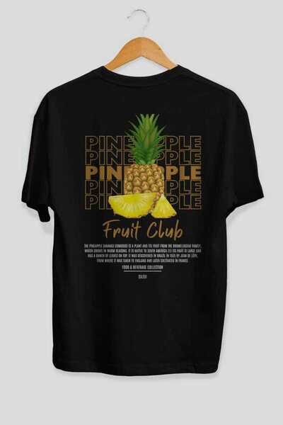 Ankhises Tricou oversize negru cu imprimeu pe spate ananas Bărbați Femei Tric...