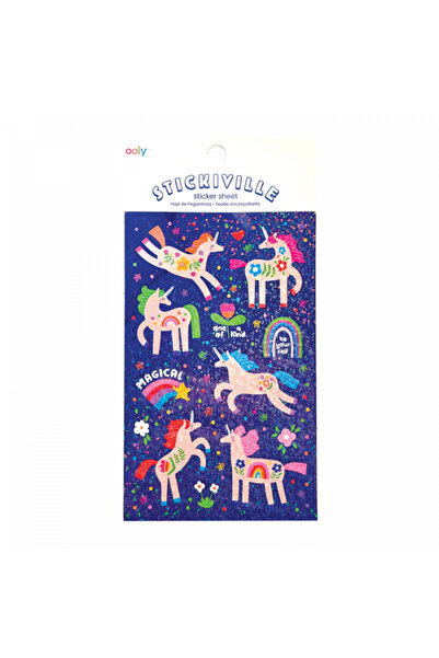 Ooly Autocolante holografice cu sclipici Stickiville Unicorni Magici