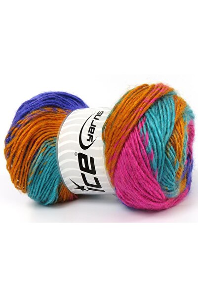 Ice yarns مجموعة من 4 × 100 جرام من خيوط الثلج بألوان قوس قزح أرجواني فوشيا أ...