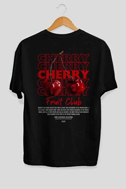 Ankhises Tricou oversize negru cu imprimeu la spate Cherry Bărbați Femei Tric...
