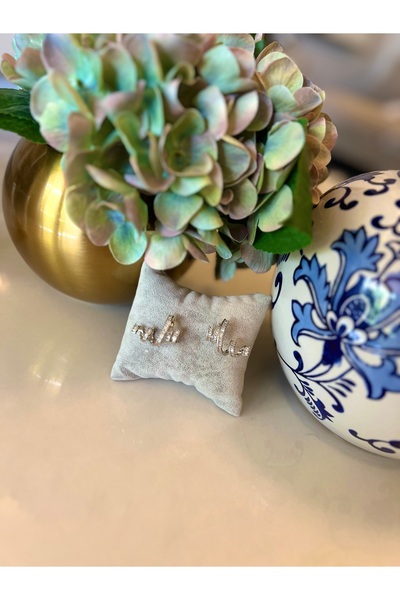 Sarmal silver taşlı küpe