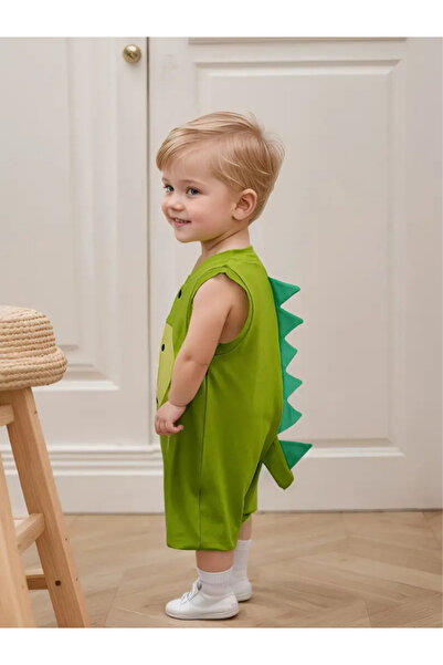 darko Erkek Kız Çocuk Kolsuz Dinozor Tulum Dinozorlu Kuyruklu Sevimli Canavar...