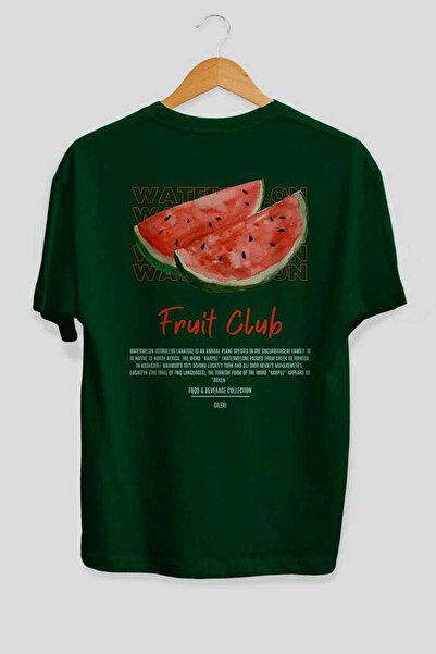 Ankhises Tricou oversize verde cu imprimeu pe spate de pepene verde Bărbați F...