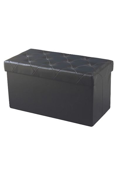 JHT Taburet pliabil cu spatiu de depozitare, greutate suportata 150 kg, Negru