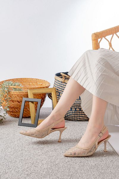 Egepass Eliza White Lace Thin Heel Wedding Dress for Special Occasions Daily Use
