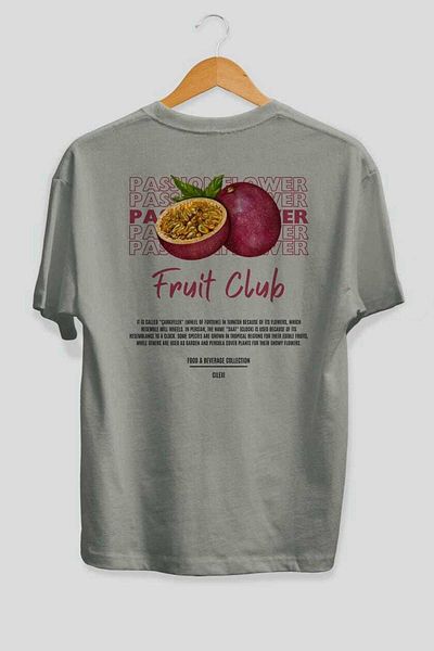 Ankhises Passionflower Back Printed Gray Oversize T-Shirt Men Women Cotton Crew Neck Tshirt