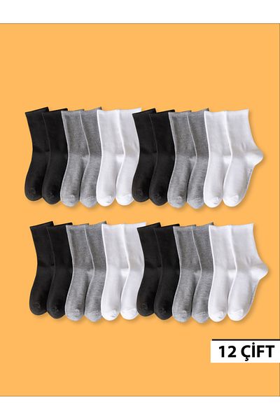Çorap Çekmecesi Tennis Socks Black-White-Grey 12 Pack