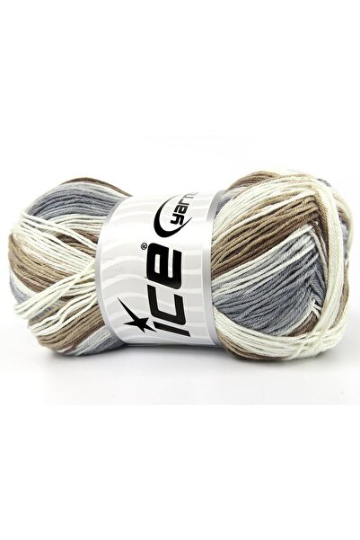 Ice yarns مجموعة من 4 × 100 جرام من خيوط الثلج، خيوط البسكويت، ظلال بنية، ظلا...