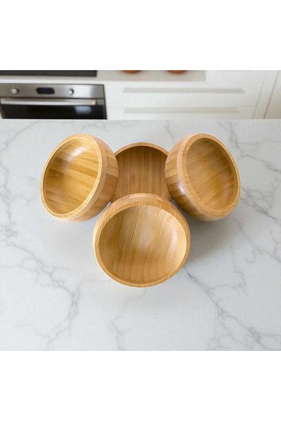 Ar Armese Bamboo Round Bowl Snack Bowl Presentation and Sauce Bowl Breakfast 9X3 cm